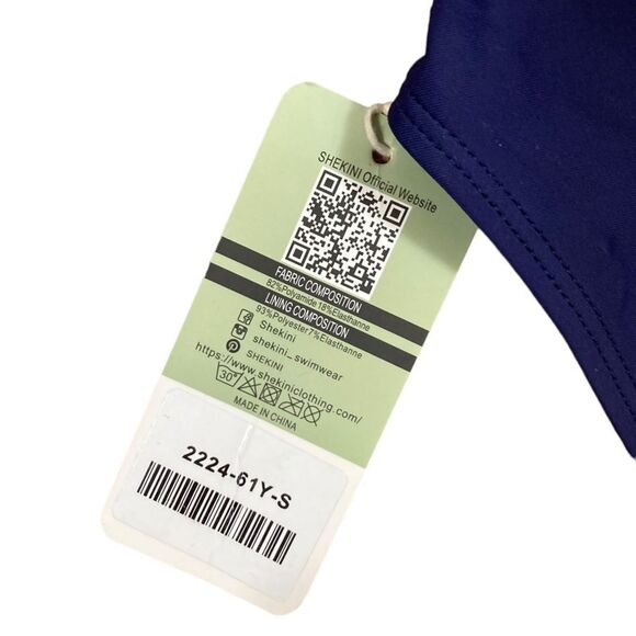 Shekini Deep Blue High Waisted Bikini Tie Knot Front Swim Bottoms, Size S, NWT - Picture 6 of 10